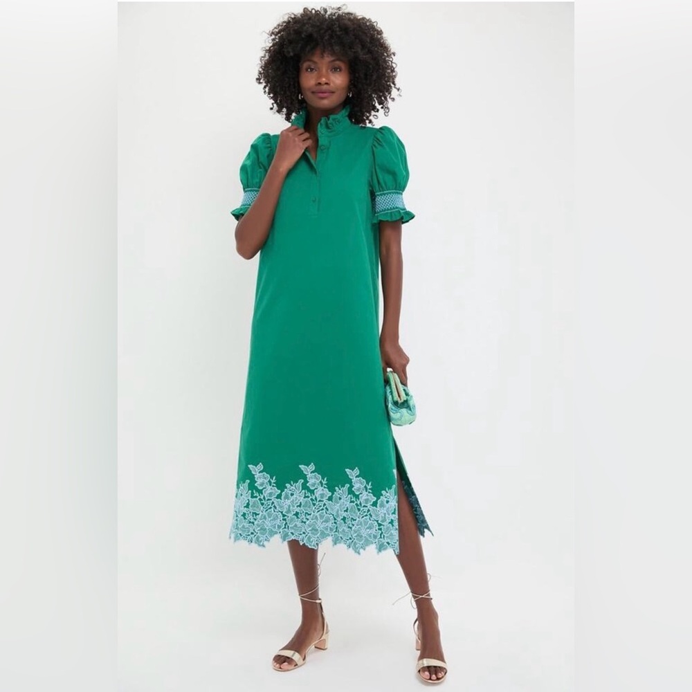 HYACINTH HOUSE Green & Baby Blue Embroidery Eliza Midi Dress
Size S. NWT - Picture 6 of 7